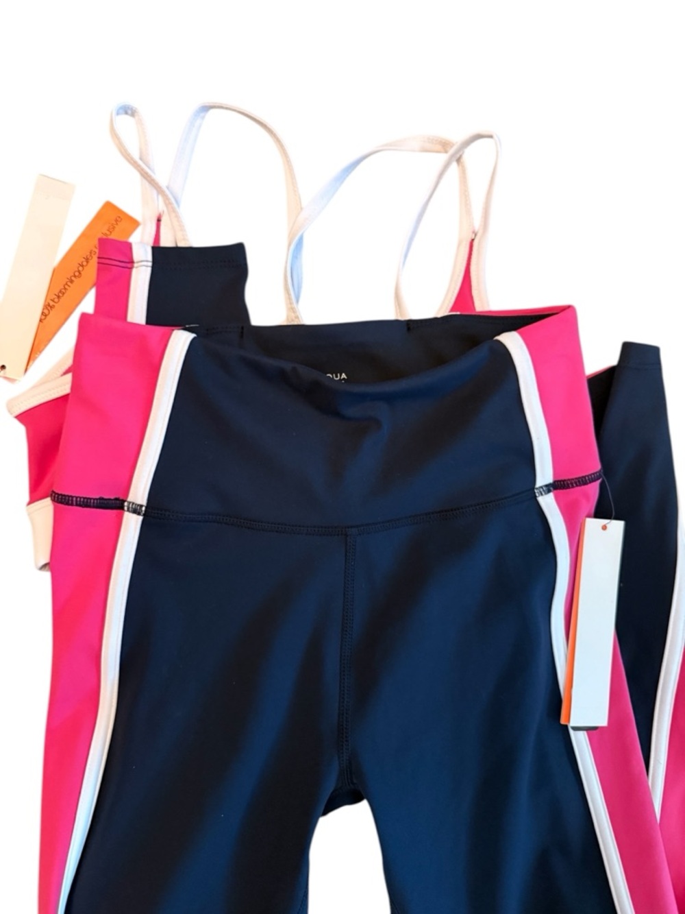 AQUA ATHLETIC Toned Out Color Block Sports Bra & Leggings Set in Raspberry XS - Picture 6 of 11